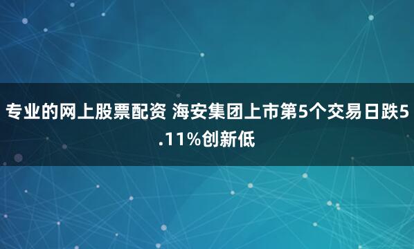 专业的网上股票配资 海安集团上市第5个交易日跌5.11%创新低